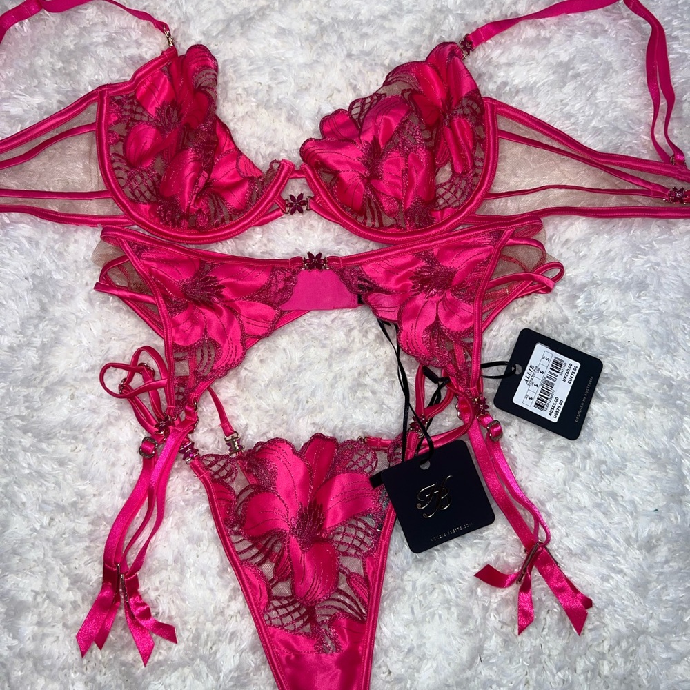 Elegant Pink Lace Lingerie Set by Honey Birdette